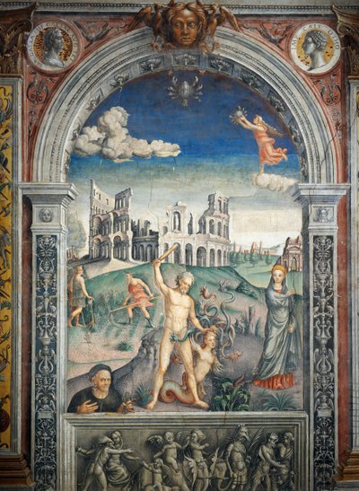 Fresco door Giovanni Maria Falconetto (1468-1535), Zaal van de Dierenriem, Palazzo D
