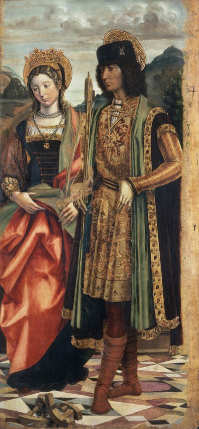 Sint Catharina van Alexandrië en Sint Sebastiaan, ca. 1496 door Giovanni Martino Spanzotti