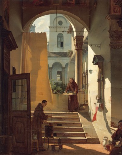 De apotheker van een klooster (detail) door Giovanni Migliara