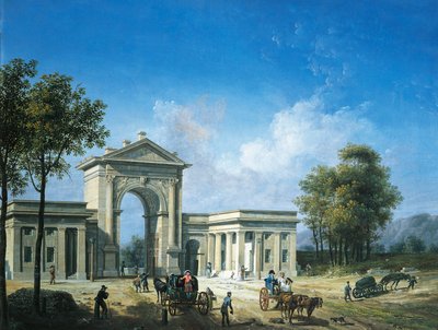 Uitzicht op Porta Nuova in Milaan, door Giovanni Migliara door Giovanni Migliara