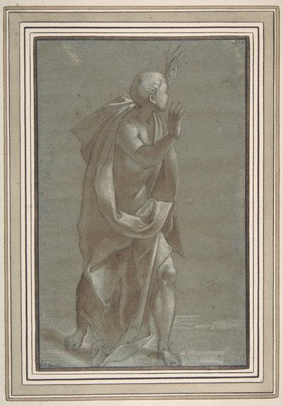 Staande Mannelijke Gedrapeerde Figuur met Opgeheven Handen, 1565-71 door Giovanni Paolo Lomazzo