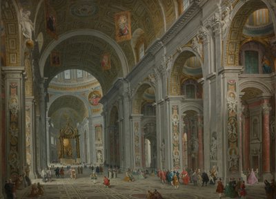 Interieur van Sint-Pieter, Rome, na 1754 door Giovanni Paolo Panini