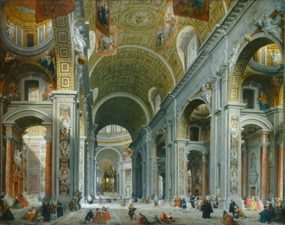Interieur van de Sint-Pietersbasiliek, Rome door Giovanni Paolo Panini