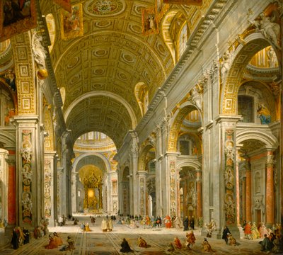Interieur van de Sint Pieter, Rome door Giovanni Paolo Panini