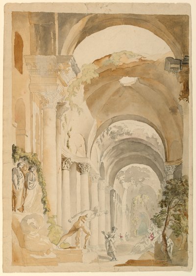 Romeinse Ruïnes met Figuren door Giovanni Paolo Panini
