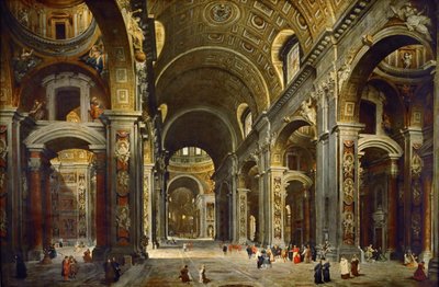 Kardinaal Melchior de Polignac bezoekt de Basiliek van Sint-Pieter in Rome door Giovanni Paolo Pannini