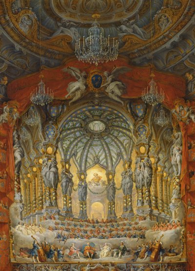 Concert gegeven door Kardinaal de La Rochefoucauld in het Argentijnse Theater in Rome, bij het huwelijk van Lodewijk de Dauphin (1729-65) zoon van Lodewijk XV, met Marie-Josephe van Saksen (1731-67), 1747 door Giovanni Paolo Pannini