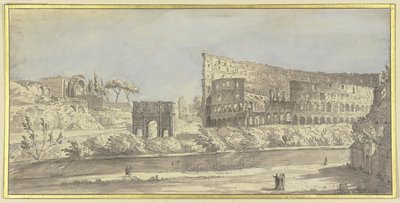 Het Colosseum en de Boog van Constantijn te Rome door Giovanni Paolo Pannini