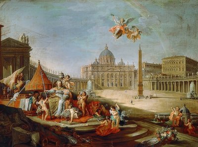 Piazza San Pietro, Rome met triomf van het pausdom. 1757 door Giovanni Paolo Pannini