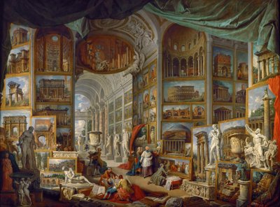 Schilderijengalerij met uitzichten op het oude Rome Roma Antica door Giovanni Paolo Pannini