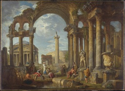 Een Capriccio van Romeinse Ruïnes met het Pantheon, c.1755 door Giovanni Paolo Pannini