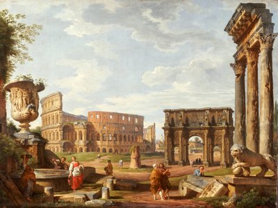 Een Capriccio Uitzicht op Rome, 1743 door Giovanni Paolo Pannini