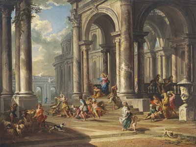 Christus verdrijft de geldwisselaars uit de tempel door Giovanni Paolo Pannini