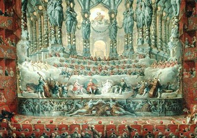 Concert gegeven door Kardinaal de La Rochefoucauld (1700-99) in het Argentijnse Theater in Rome, ter Viering van het Huwelijk van Louis de Dauphin (1729-65) zoon van Lodewijk XV, met Marie-Josephe (1731-67) van S door Giovanni Paolo Pannini