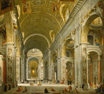 Interieur van St. Pieter, Rome, 1750 door Giovanni Paolo Pannini