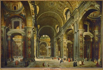 Kardinaal Melchior de Polignac bezoekt de Sint Pieter in Rome ... door Giovanni Paolo Pannini or Panini