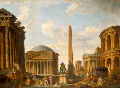 Romeins Capriccio: Het Pantheon en andere monumenten door Giovanni Paolo Pannini