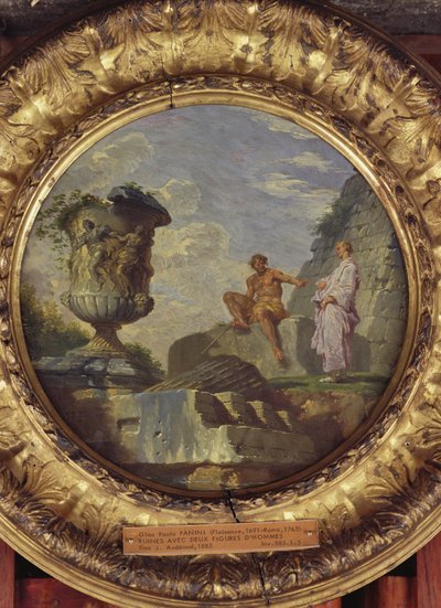 Ruïnes met twee mannen, c.1750-60 door Giovanni Paolo Pannini