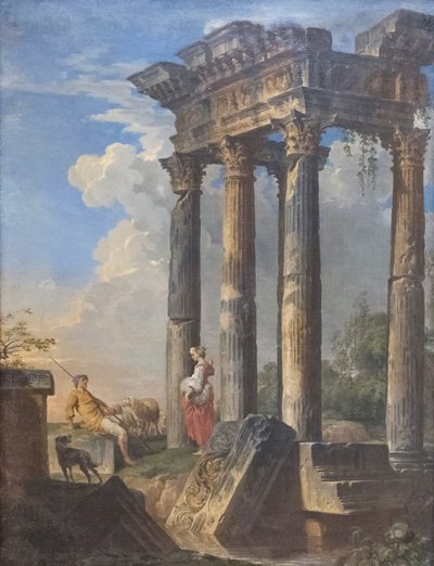 Ruïnes met herders door Giovanni Paolo Pannini