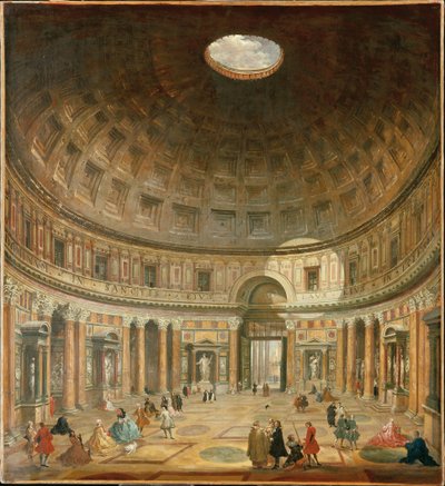 Het interieur van het Pantheon, Rome door Giovanni Paolo Pannini