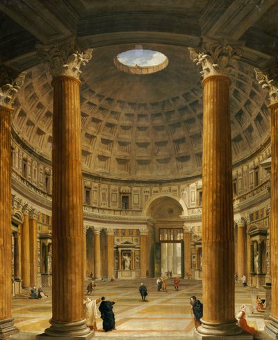 Het Interieur van het Pantheon, Rome, kijkend naar het Noorden vanaf het Hoofdaltaar naar de Ingang, 1732 door Giovanni Paolo Pannini