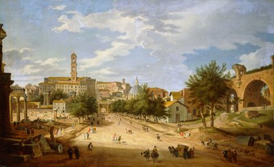 Het Romeinse Forum en het Campidoglio gezien vanaf de Boog van Constantijn, 1751 door Giovanni Paolo Pannini