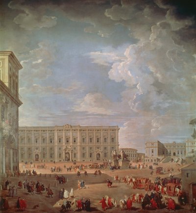 Uitzicht op Quirinale en Piazza di Monte Cavallo, door Giovanni Paolo Pannini door Giovanni Paolo Pannini