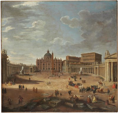 Uitzicht op het Sint-Pietersplein, Rome door Giovanni Paolo Pannini