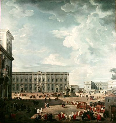 Uitzicht op de Piazza del Quirinale, Rome door Giovanni Paolo Pannini