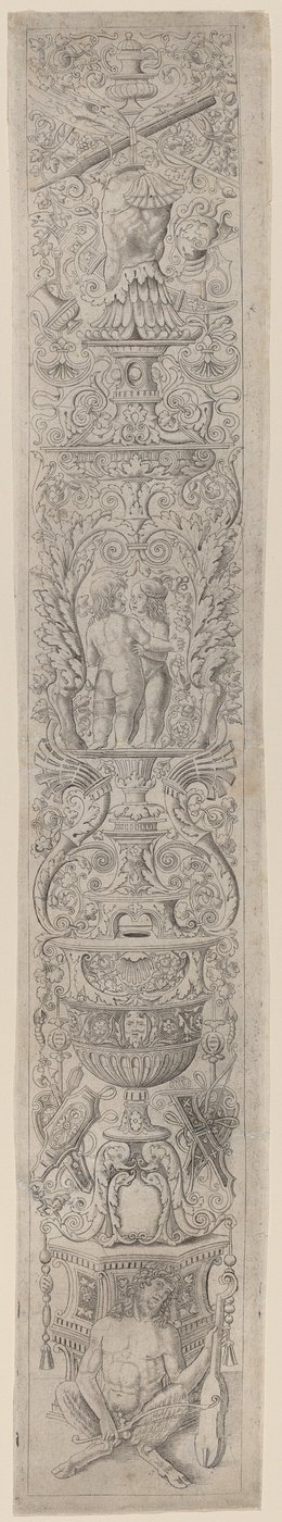 Ornamentpaneel: Sater met een viool door Giovanni Pietro Birago and Zoan Andrea