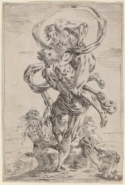 Hercules en Antaeus door Giovanni Pietro Possenti