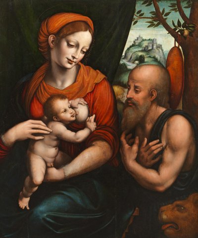 Maagd en Kind met Sint Hiëronymus door Giovanni Pietro Rizzoli (attr. to) Giampietrino