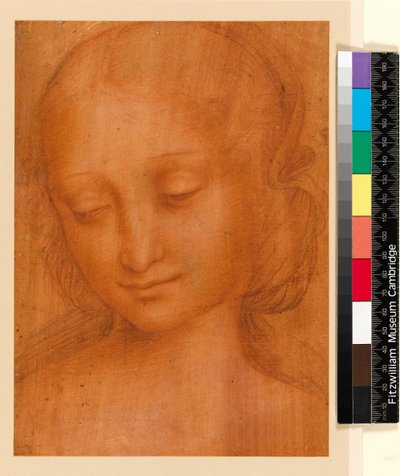 Kop van een vrouw (krijt op papier) door Giovanni Pietro Rizzoli Giampietrino