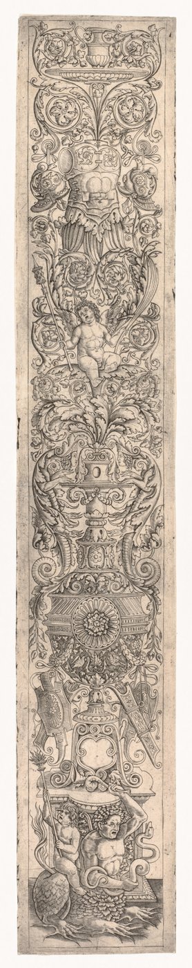 Ornamentpaneel: Triton bereden door een kind door Giovanni Pietro da Birago