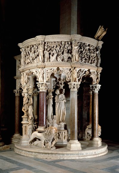 Stoel. Marmeren sculptuur door Giovanni Pisano (1248-1314). 1302-1311 Kathedraal van Pisa (Duomo di Santa Maria Assunta di Pisa), Italië door Giovanni Pisano