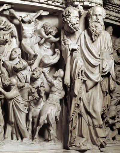 Detail van de reliëfs van de stoel gerealiseerd door Giovanni Pisano door Giovanni Pisano