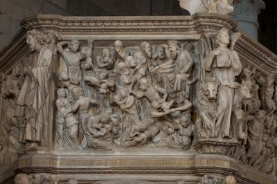 De Slachting van de Onschuldigen, op de preekstoel in de Kerk van Sant