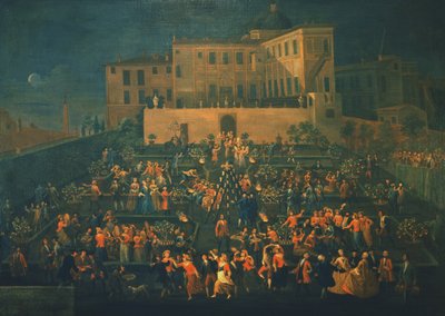 Feest van Mozzatore in de tuin van Palazzo Rospigliosi in 1740, ca. 1740 door Giovanni Reder