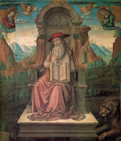 Sint Hiëronymus op de troon door Giovanni Santi