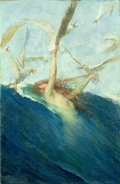 Een Zeemeermin Wordt Aangevallen door Meeuwen door Giovanni Segantini