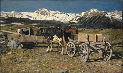 Bij de Waterplaats (Koeien in het Juk) door Giovanni Segantini