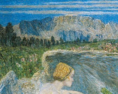 Liefde bij de bron van het leven of geliefden bij de bronnen van het leven, door Giovanni Segantini (detail) door Giovanni Segantini