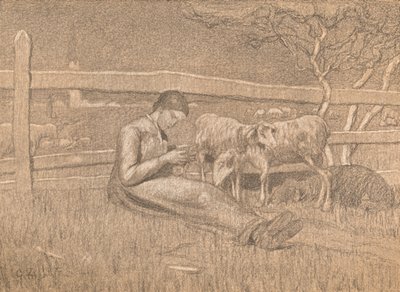 De herderin, ca. 1888 door Giovanni Segantini