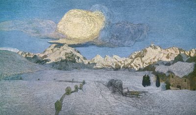 Drieluik van de Alpen, dood, ca. 1898 door Giovanni Segantini