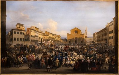 Berlingaccio op het St. Croce Plein in Florence door Giovanni Signorini