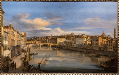 Uitzicht op de Arno vanaf de Alla Carraia Brug door Giovanni Signorini