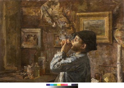 Ik ben ook een schilder of Dilettant of Het atelier van de schilder, 1885 door Giovanni Sottocornola