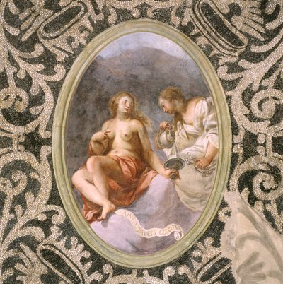 Vrouwelijke figuren, plafond van de grot door Giovanni Stefano Danedi