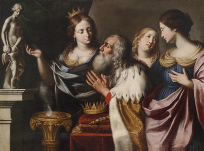 De vrouwen van koning Salomo leiden hem tot afgoderij door Giovanni Venanzi di Pesaro
