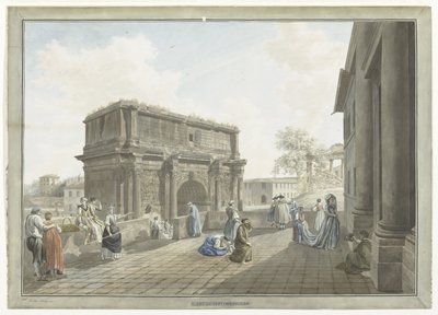 Gezicht op de Boog van Septimius Severus te Rome (Gezichten op Rome en omgeving) door Giovanni Volpato